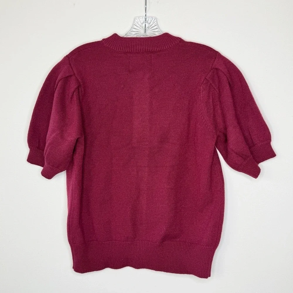 NWT ADDISON BAY Preppy Burgundy Ultra Cozycore Cottagecore Cardigan Sweater MED - Picture 2 of 5